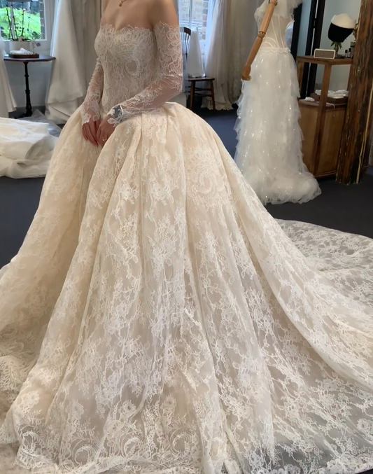 Eternal Strapless A-Line Wedding Dress White Lace Bridal Dress DP07839