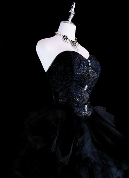 Chic Black Prom Dress Sheath Satin Long Evening Dress DP07852