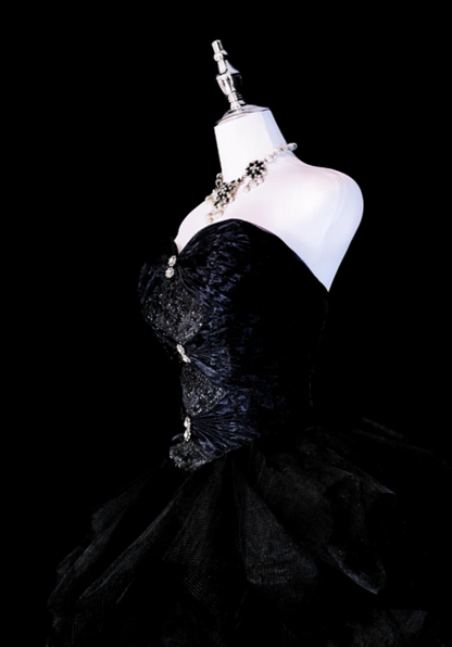 Chic Black Prom Dress Sheath Satin Long Evening Dress DP07852