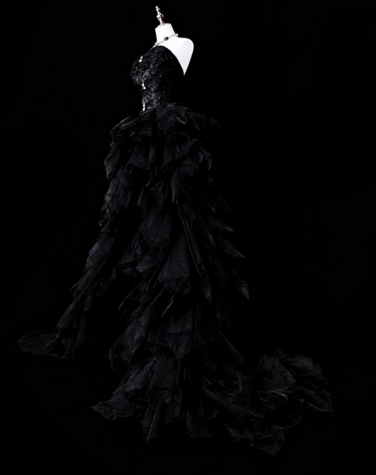 Chic Black Prom Dress Sheath Satin Long Evening Dress DP07852