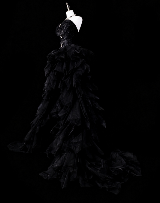 Chic Black Prom Dress Sheath Satin Long Evening Dress DP07852