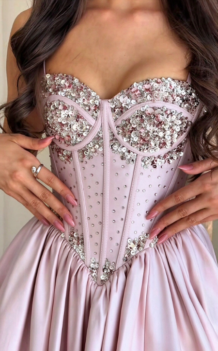 Chic Pink Prom Dress A-Line Satin Long Evening Dress DP07856