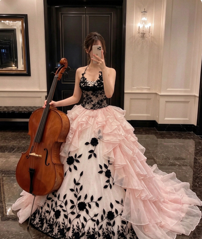 Chic White Prom Dress A-line Tulle Long Evening Dress DP07864