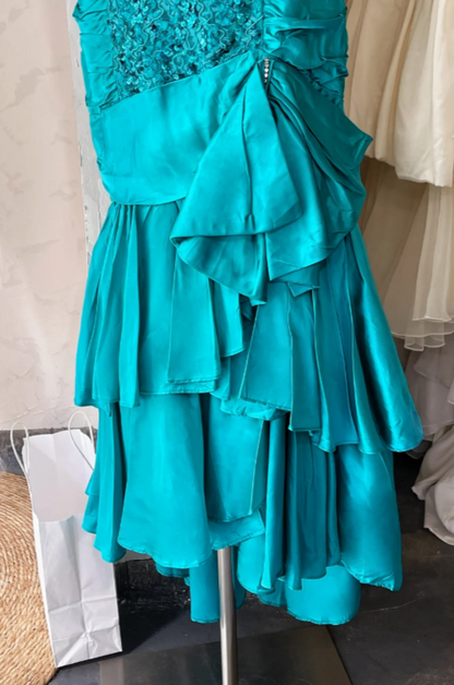 Chic Blue Prom Dress Sheath Satin Long Evening Dress DP07873