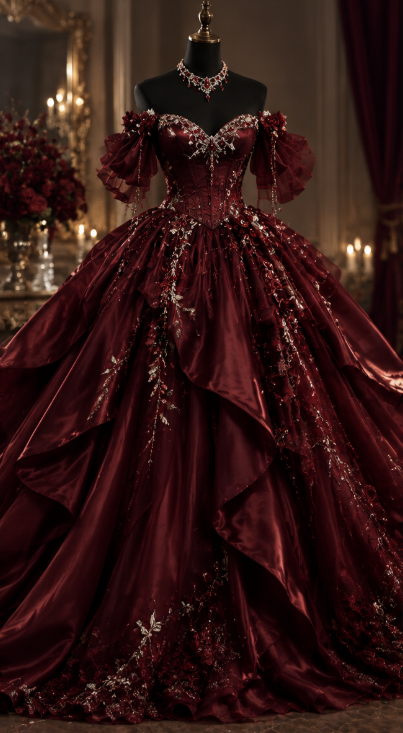 Robe de bal chic bordeaux, coupe trapèze en satin avec perles, robe de soirée longue DP07885