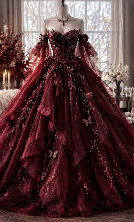 Robe de bal chic bordeaux en tulle, coupe trapèze, ornée de perles, longue robe de soirée DP07888