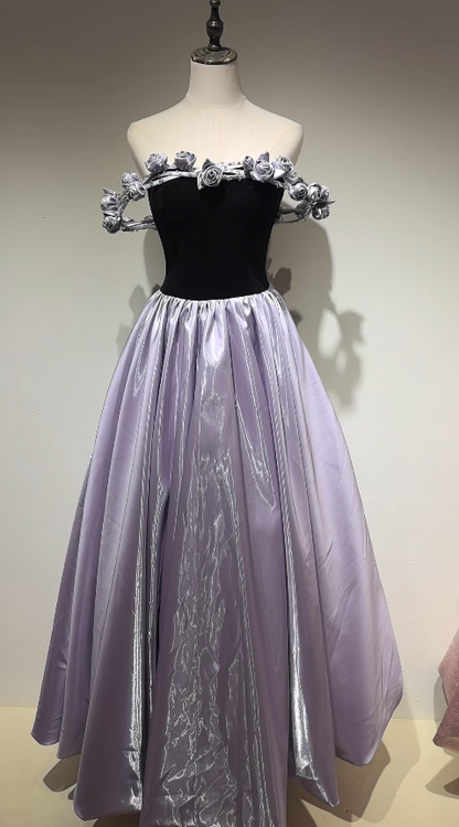 Pretty Purple Prom Dress A-line Satin Long Evening Dress DP07907