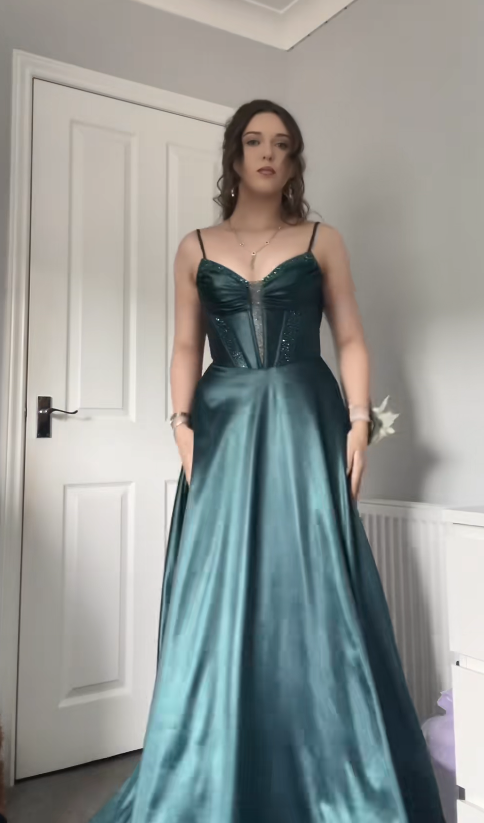 Charming Green Prom Dress  Sheath Satin Long Evening Dress DP07930