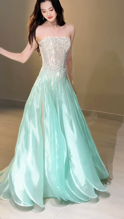 Charming Mint Green Prom Dress A-Line Chiffon Long Evening Dress DP07933