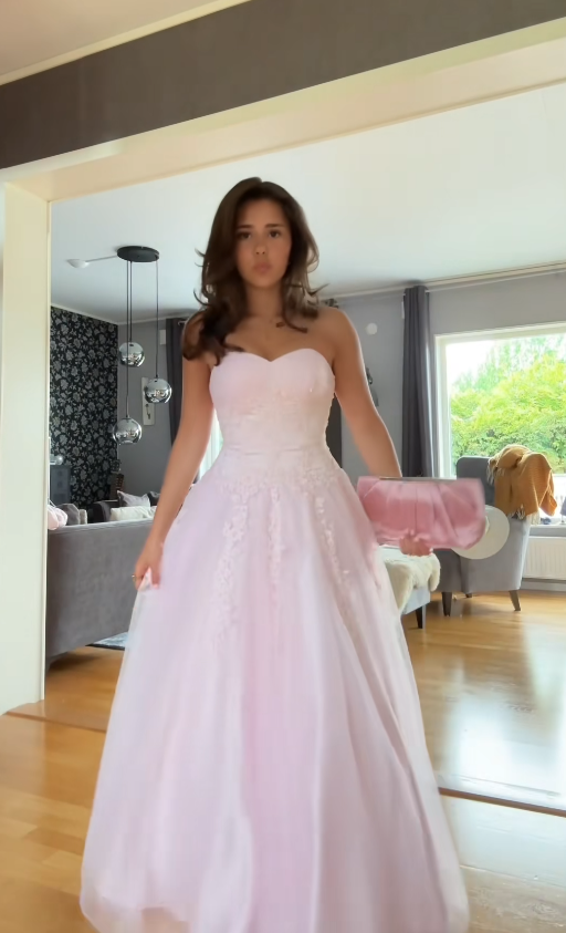 Gorgeous Strapless Pink Prom Dress A-Line Tulle Long Evening Dress DP07948