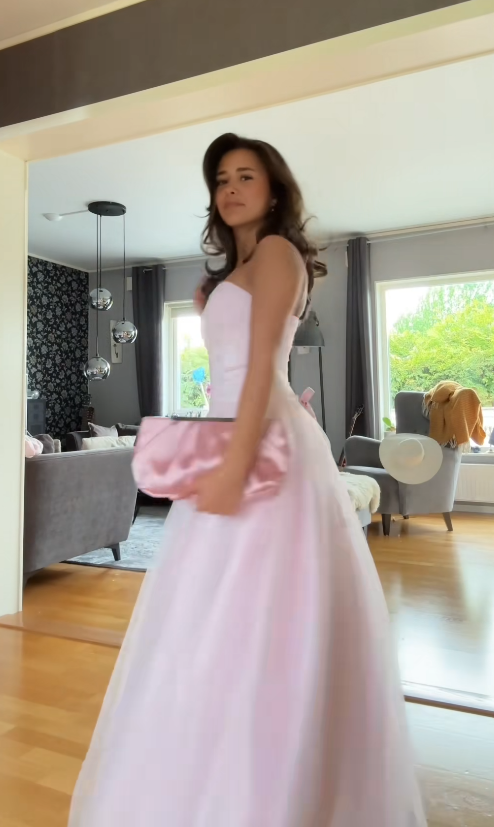 Gorgeous Strapless Pink Prom Dress A-Line Tulle Long Evening Dress DP07948