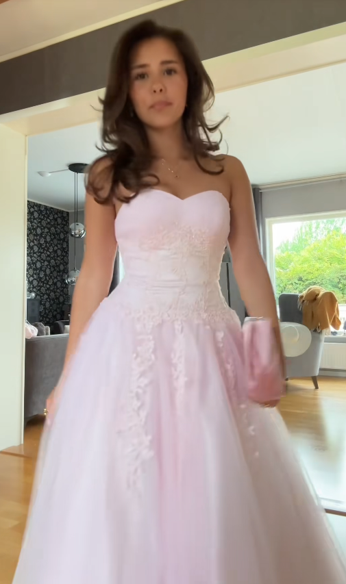 Gorgeous Strapless Pink Prom Dress A-Line Tulle Long Evening Dress DP07948