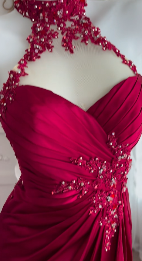 Glamouröses rotes Abschlussballkleid Etuikleid Satin langes Abendkleid DP07959