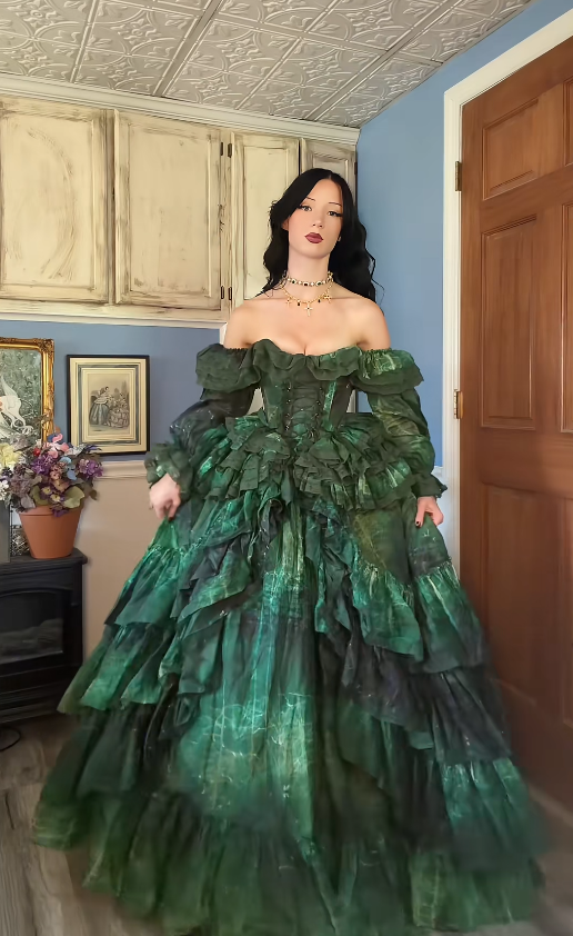 Cute  Sweet 16 Dress Dark Green Prom Dress A-Line Satin Long Evening Dress DP07967
