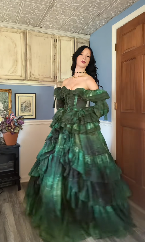 Cute  Sweet 16 Dress Dark Green Prom Dress A-Line Satin Long Evening Dress DP07967