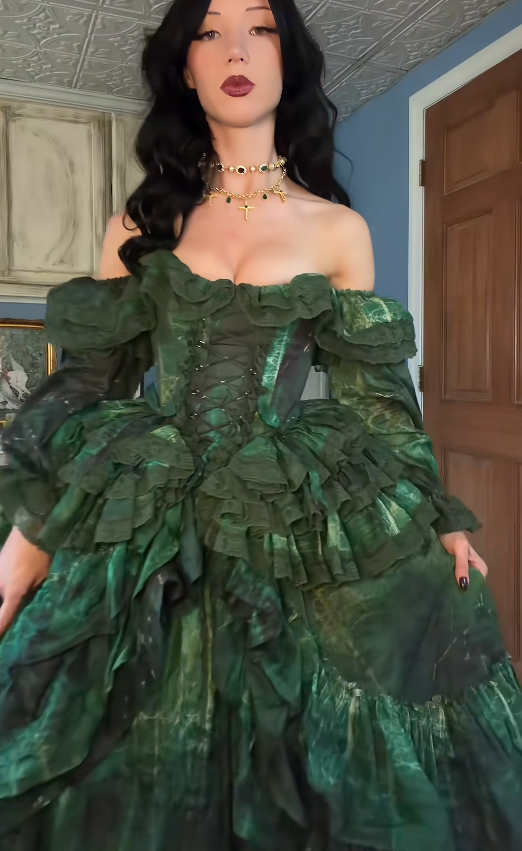 Cute  Sweet 16 Dress Dark Green Prom Dress A-Line Satin Long Evening Dress DP07967