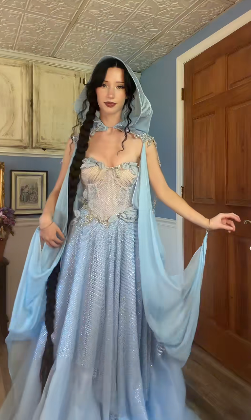 Cute  Pale Blue Prom Dress A-Line Mesh Long Evening Dress DP07968