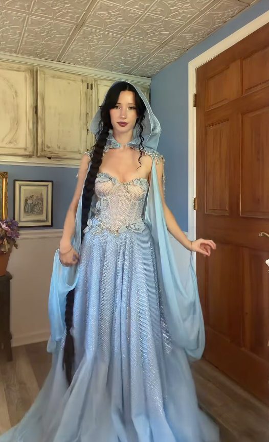 Cute  Pale Blue Prom Dress A-Line Mesh Long Evening Dress DP07968