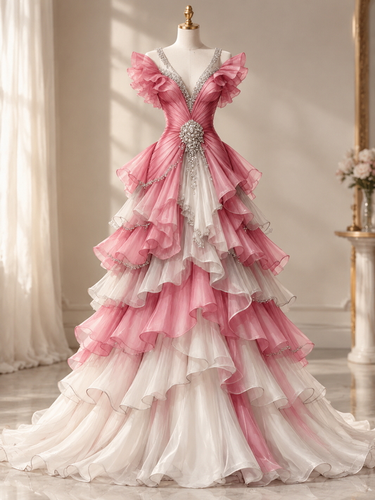 Cute A-Line Tulle Sweet 16 Dress Pink Prom Dress DP07977