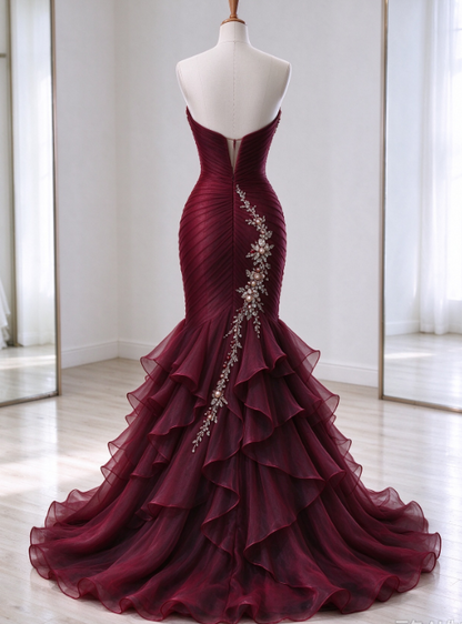 Gorgeous Mermaid Chiffon Long Evening Dress Deep Purple Prom Dress DP07986