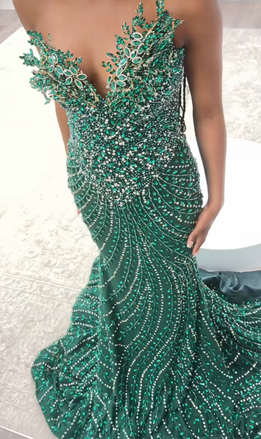 Sexy Sweetheart figurbetontes langes Abendkleid mit Perlen, dunkelgrünes Ballkleid DP08009