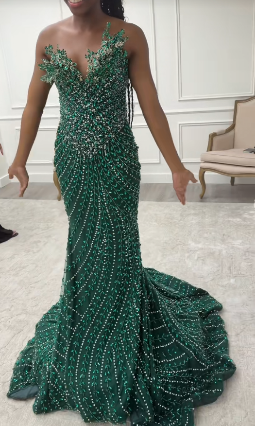 Sexy Sweetheart Sheath Beaded Long Evening Dress Dark Green Prom Dress DP08009