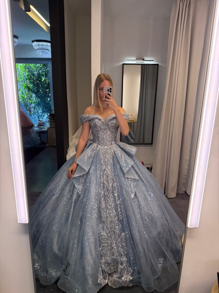 Chic Straps A-Line Tulle Long Evening Dress Ice Blue Prom Dress DP08021