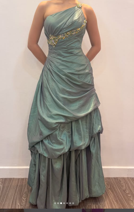 Elegant Sheath Satin Long Evening Dress Green Prom Dress DP08024