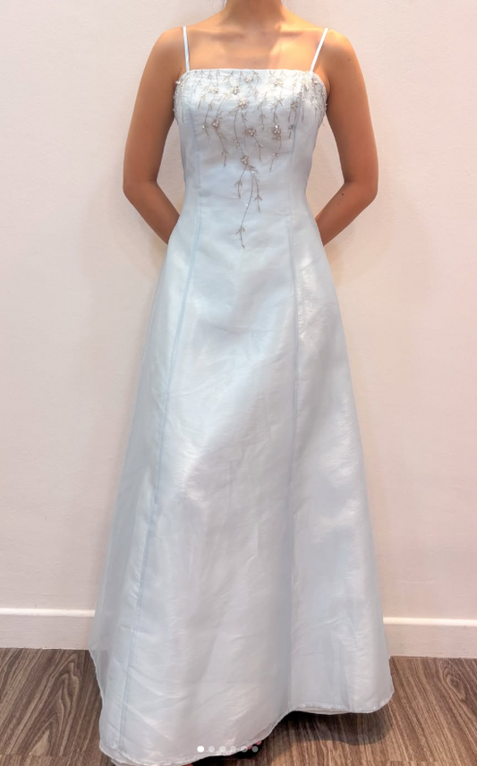 Fairy A-Line Tulle Long Evening Dress Pale Blue Prom Dress DP08029