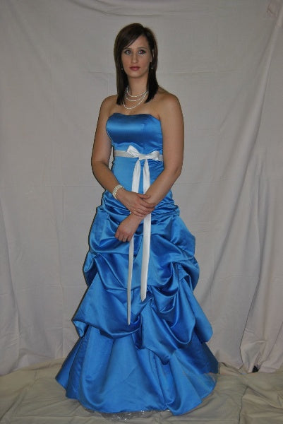 Pretty A-Line Satin Long Evening Dress Blue Prom Dress DP08033