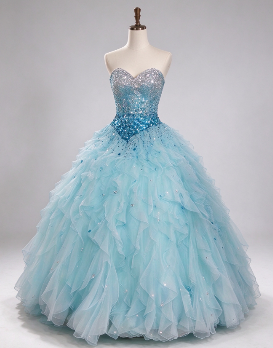 Pretty A-Line Tulle Long Evening Dress Blue Prom Dress DP08034