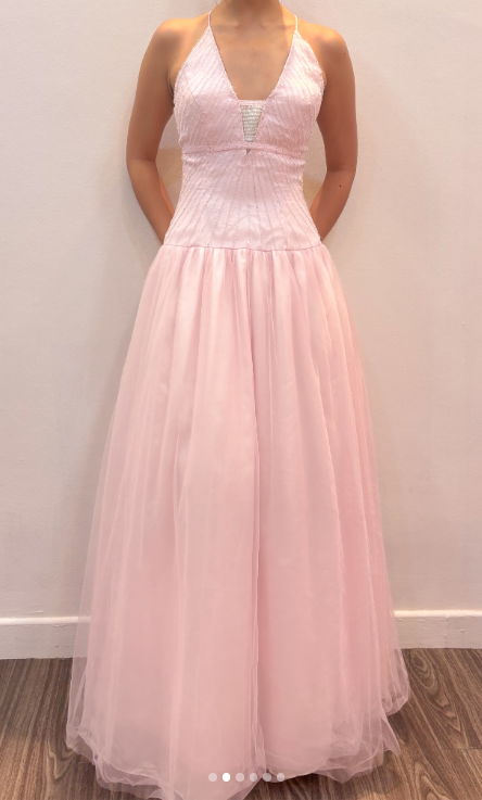 Cute A-Line Tulle Long Evening Dress Pink Prom Dress DP08043