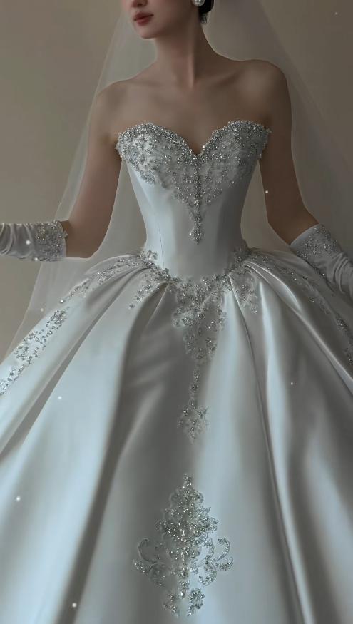 Simple Sweetheart Bridal Gown A-Line Satin Wedding Dress White Bridal Dress DP08058