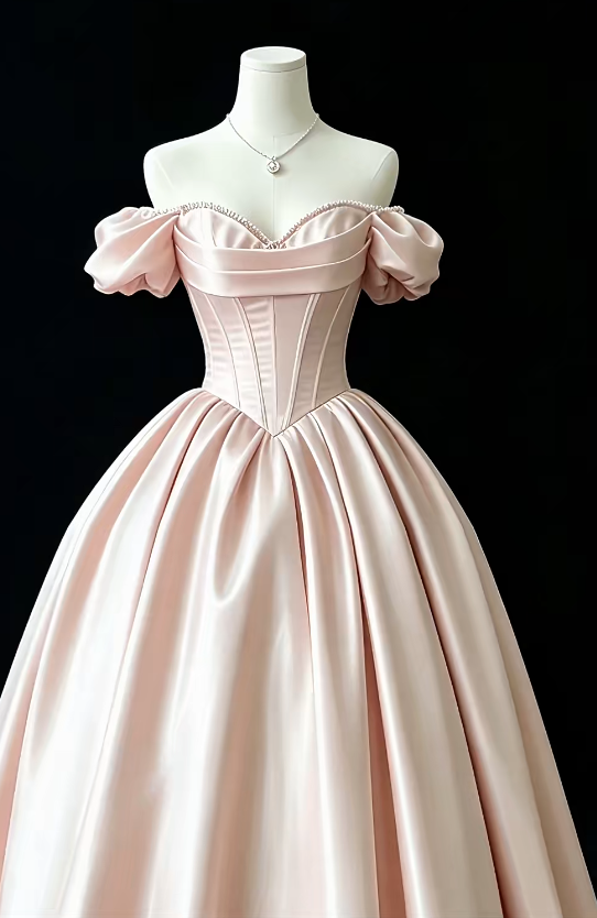 Pretty A-line Satin Long Evening Dress Pink Prom Dress DP08078