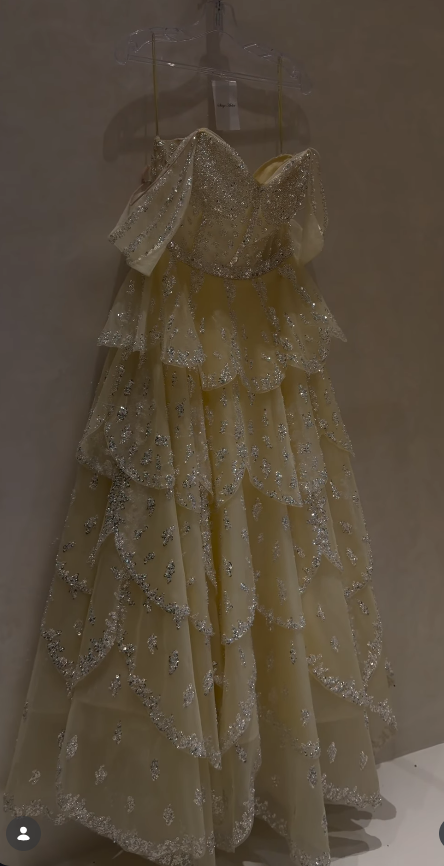 Gorgeous A-Line Tulle Beaded Long Evening Dress Yellow Prom Dress DP08087