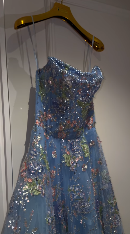 Fairy  A-Line Beaded Tulle Long Evening Dress Blue Prom Dress DP08090