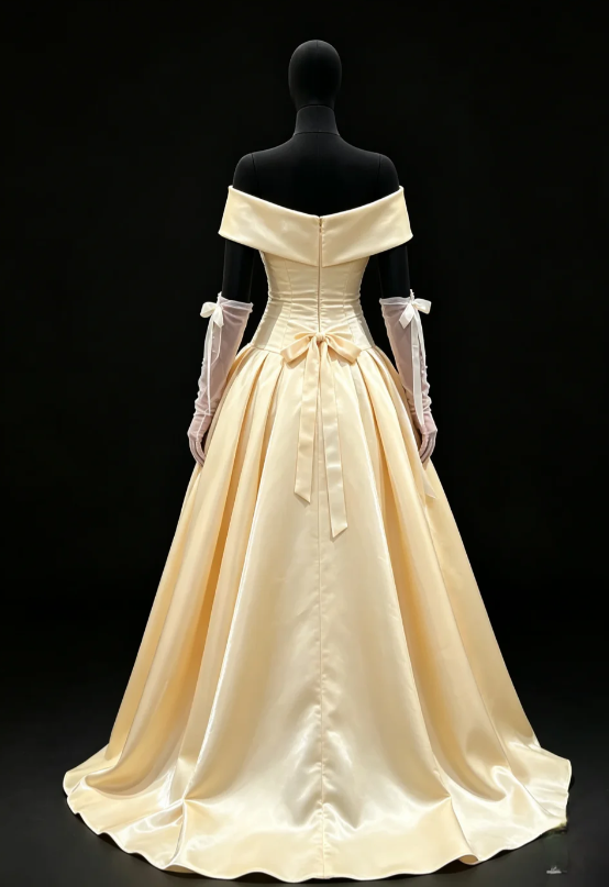 Pretty Yellow Prom Dress A-Line Satin Long Evening Dress DP08102