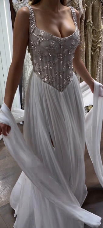 Pretty White Prom Dress Sheath Chiffon Long Evening Dress DP08104