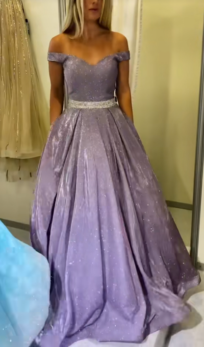 Pretty Purple Prom Dress A-Line Satin Long Evening Dress DP08105