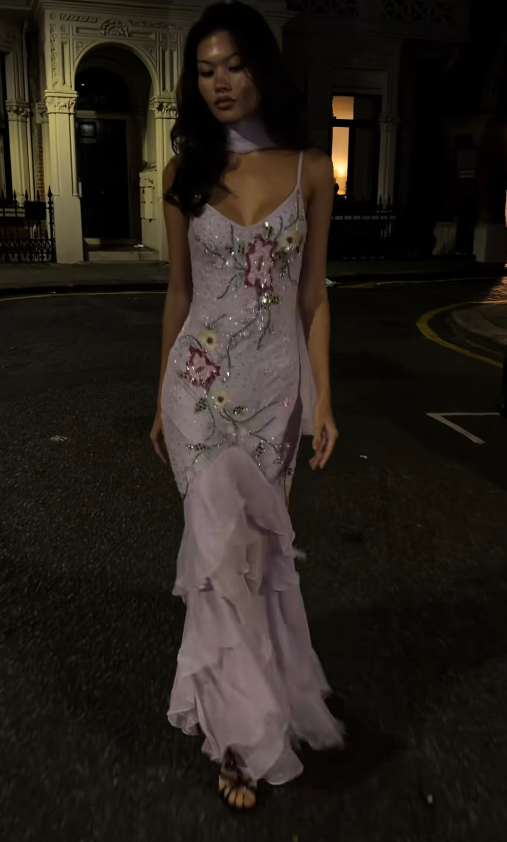 Pretty Pink Prom Dress Sheath Chiffon Beaded Long Evening Dress DP08113