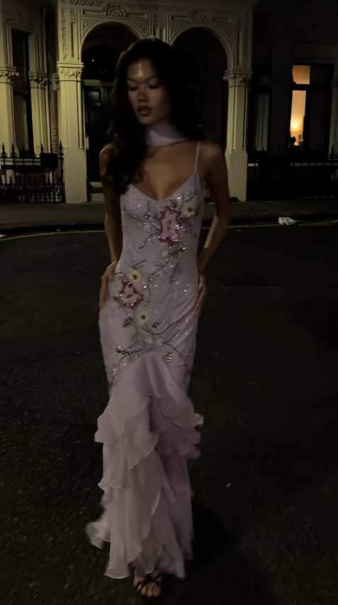 Pretty Pink Prom Dress Sheath Chiffon Beaded Long Evening Dress DP08113