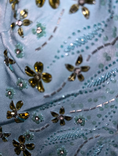 Pretty Blue Prom Dress Sheath Satin Long Evening Dress DP08126