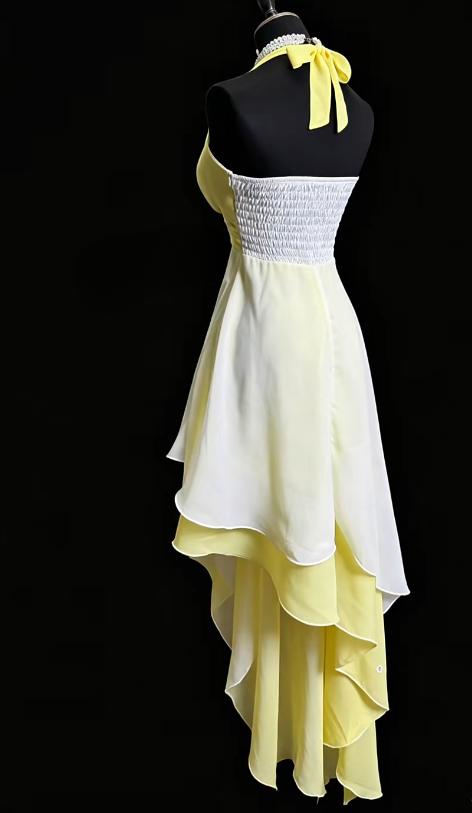 Pretty Yellow Short Prom Dress A-Line Chiffon Birthday Dress DP08132