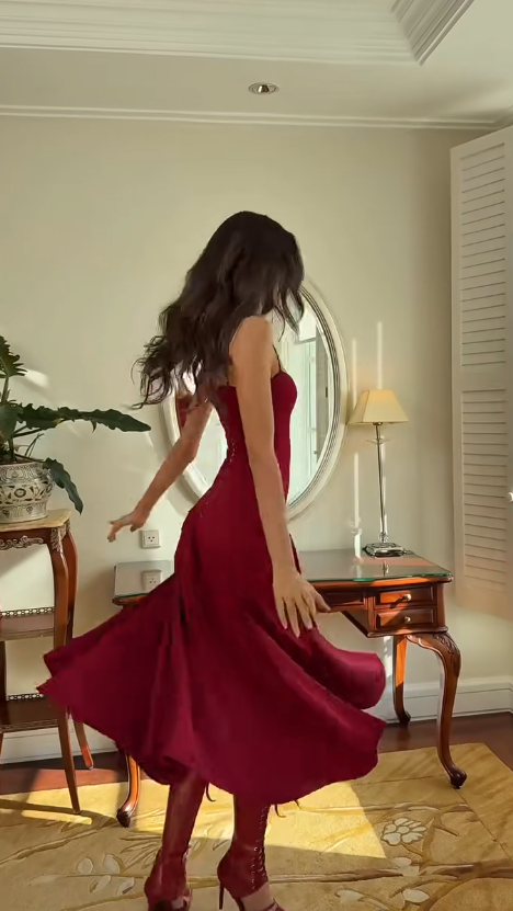 Gorgeous Sheath Satin Long Evening Dress Red Prom Dress DP08165