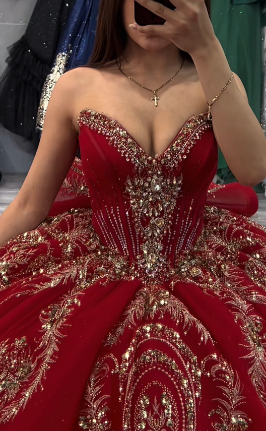 Gorgeous Ball Gown Quinceanera Dress Tulle Red Sweet 16 Dress  DP08169