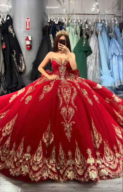 Gorgeous Ball Gown Quinceanera Dress Tulle Red Sweet 16 Dress  DP08169