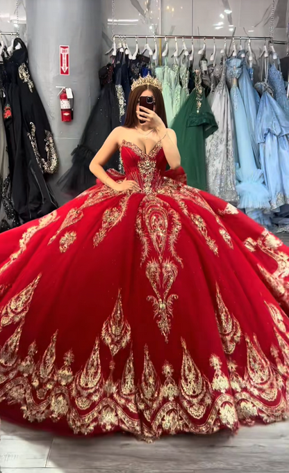 Gorgeous Ball Gown Quinceanera Dress Tulle Red Sweet 16 Dress  DP08169