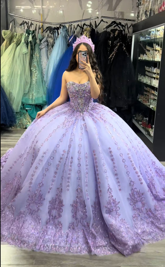 Gorgeous Ball Gown Quinceanera Dress Tulle Purple Sweet 16 Dress DP08170