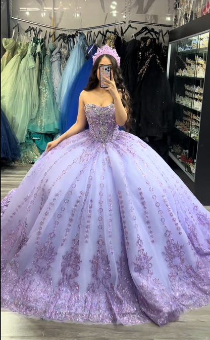 Gorgeous Ball Gown Quinceanera Dress Tulle Purple Sweet 16 Dress DP08170