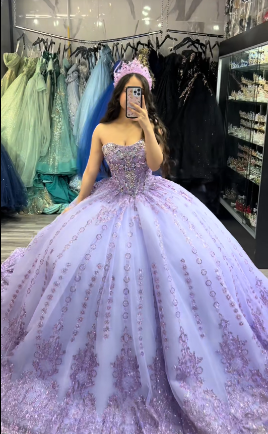 Gorgeous Ball Gown Quinceanera Dress Tulle Purple Sweet 16 Dress DP08170